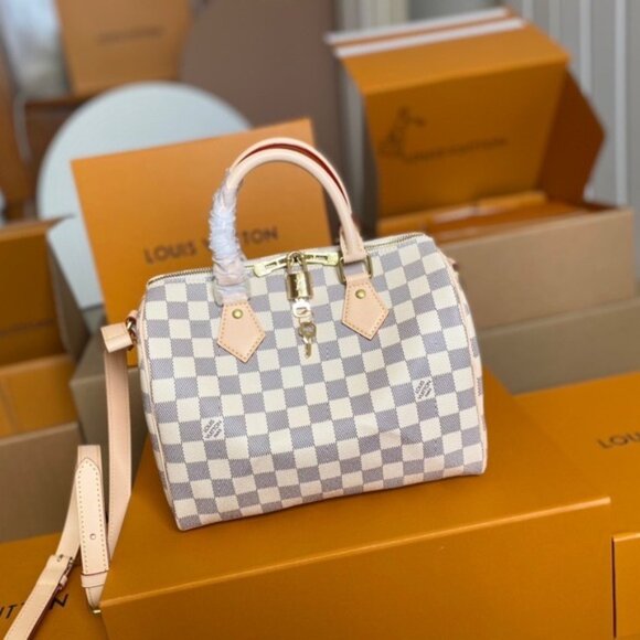 Louis  Vuitton Handbags - Louis Vuitton Damier Azur Satchel in White and Beige with Gold Hardware